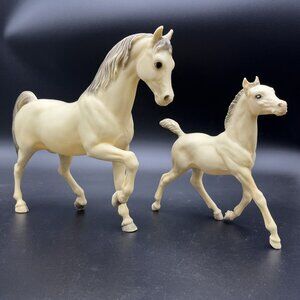 Vintage Breyer Family Arabian Stallion and Foal Alabaster Gray 1960's